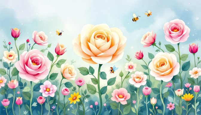 Free Magical Rose Garden Image - Roses, Watercolor, Pink | Download at ...