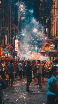 Free Vibrant street celebration Image - Celebration, City, Fireworks ...
