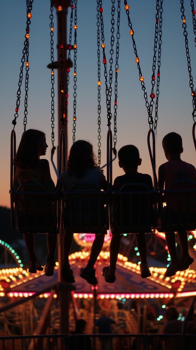 Swing Ride Pattern Free Swing Ride Silhouettes Image - Amusement Park, Twilight, Swing ...