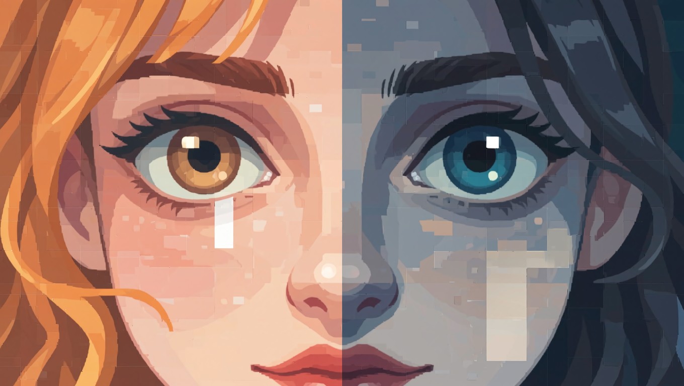 Split Colour Face Frame Free Split Face Duality Image - Pixel, Minimalist, Portrait | Download ...