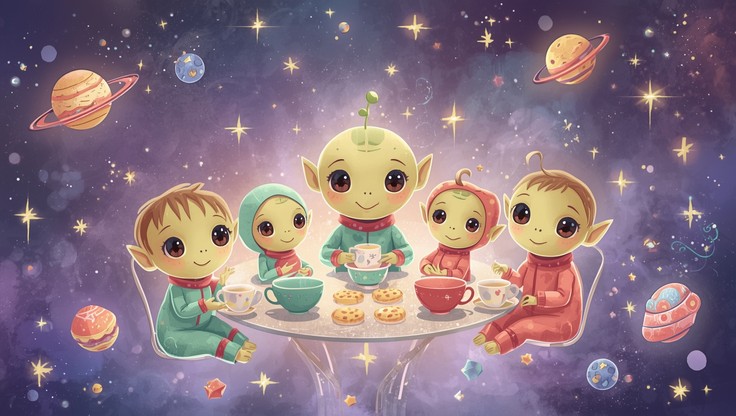 Free Cosmic Tea Party Image - Astronaut, Robot, Child | Download at ...