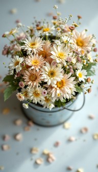 Free Rustic Bucket Blooms Image - Daisies, Wildflowers, Bucket ...