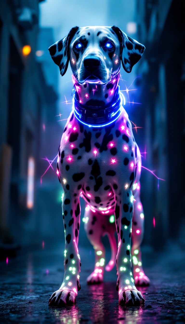 Perro Neon Free Neon Cyber Dog Image - Cyberpunk, Dalmatian, Neon | Download at ...