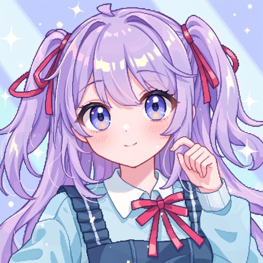 Adorable pixel art character features soft lavender twintails and ...