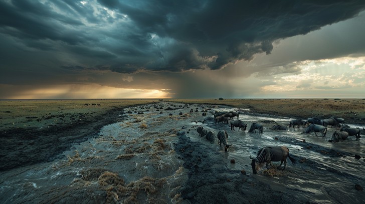 Free Dramatic Sky Migration Image - Buffalo, Herd, River | Download at ...