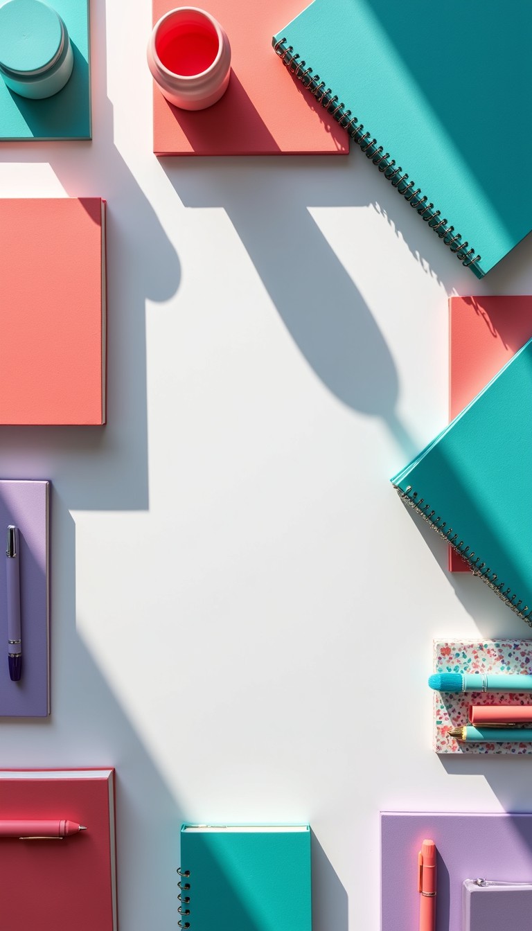 Free Colorful Desk Geometry Image - Teal, Coral, Lilac | Download at ...