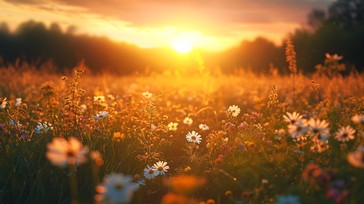 Free Sunset Flower Field Image - Sunset, Flowers, Nature | Download at ...