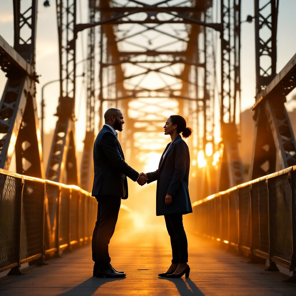 Free Bridge Between Partners Image - Sunset, Bridge, Silhouette ...
