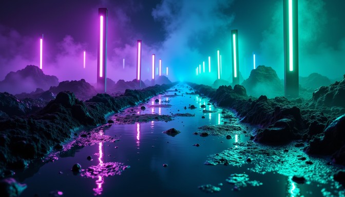 Free Neon Valley Stream Image - Neon, Synthwave, Purple | Download at ...