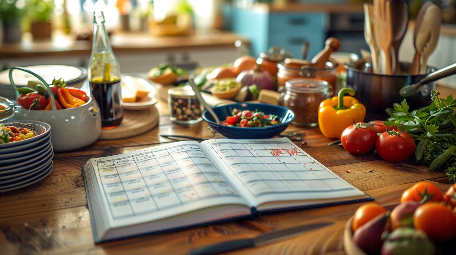 Free Cooking Preparation Scene Image - Kitchen, Cookbook, Vegetables ...