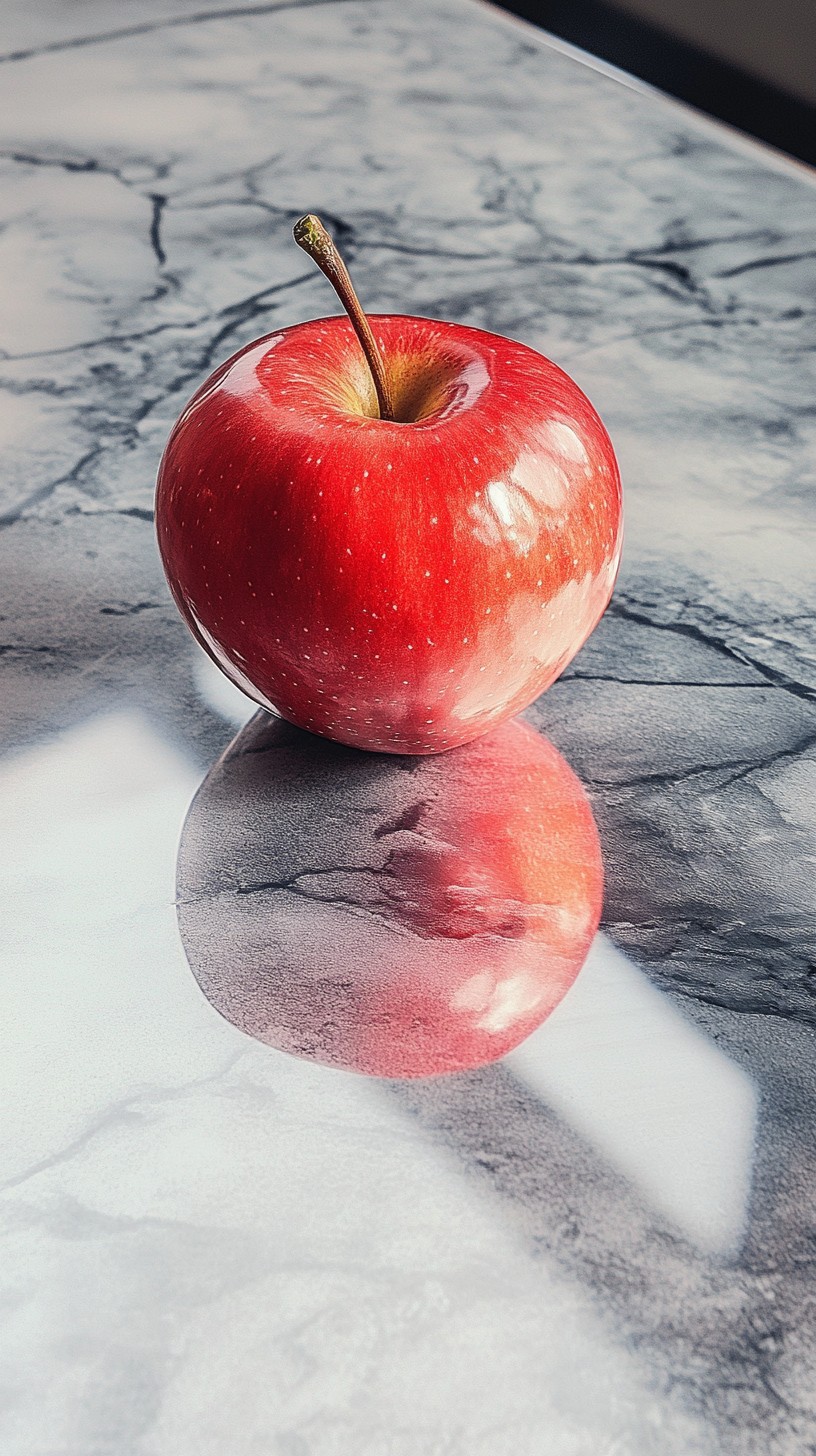 Free Red glossy apple Image - Red, Apple, Marble | Download at StockCake