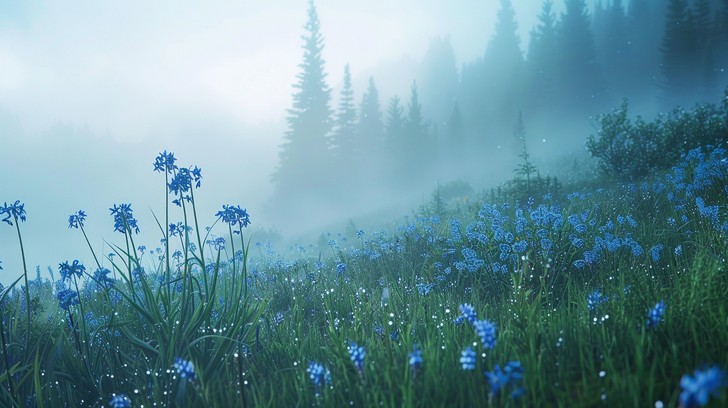Misty Setting Free Misty Forest Scene Image - Mist, Forest, Flowers | Download at ...