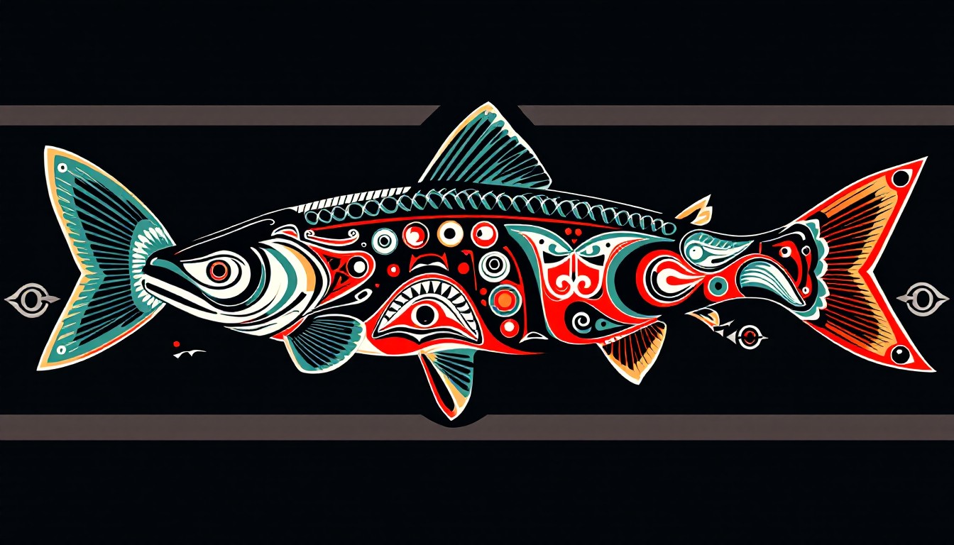 Indigenous Form Line Free Pacific Salmon Artwork Image - Salmon, Indigenous, Formline ...