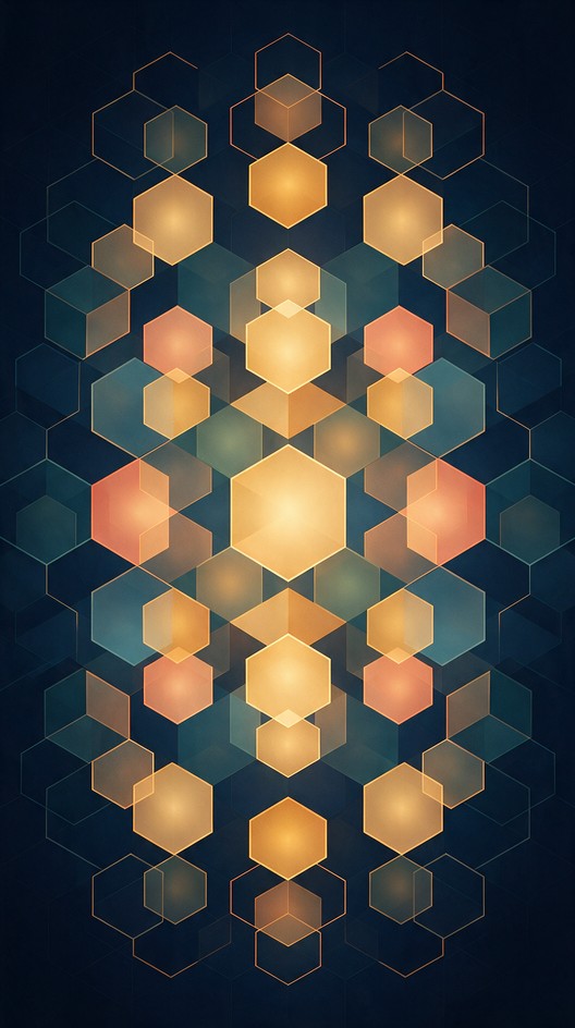 This tall vector-style illustration shows a honeycomb pattern made of ...