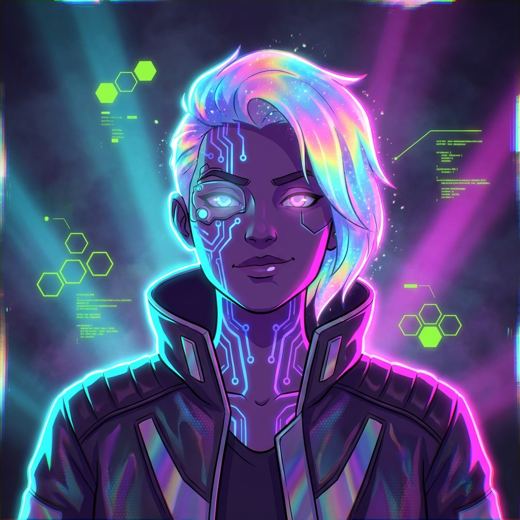 Free Neon Cyberpunk Portrait Image - Cyberpunk, Neon, Holographic ...