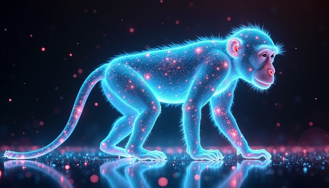 Free Luminous Digital Primate Photo - Holographic, Monkey, Cyan ...