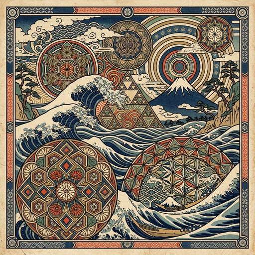 Japanese Iconic Geometric Pattern Free Geometric Japanese Waves Image - Ukiyoe, Geometric, Japanese ...