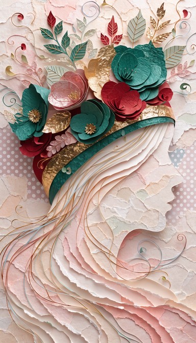 Elegant paper craft profile featuring a jewel-toned floral headband ...