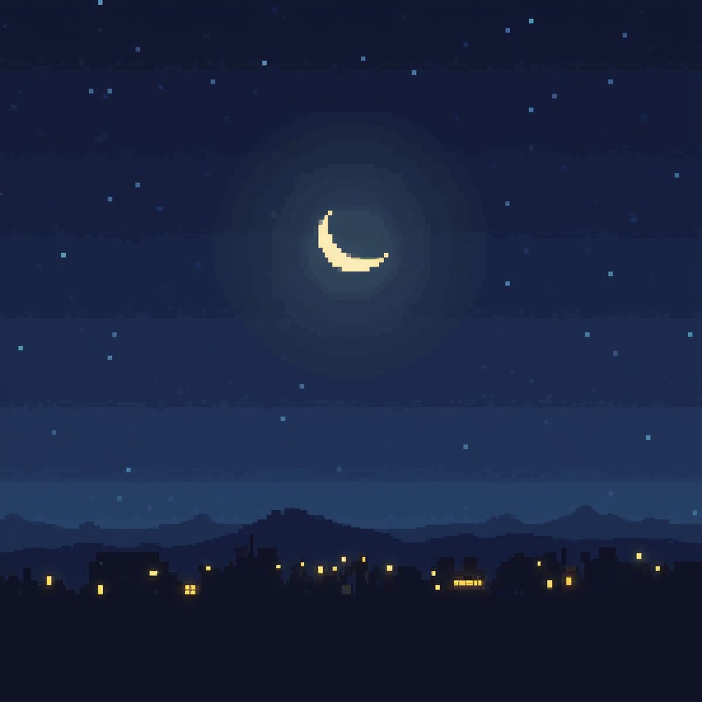 Free Moonlit Pixel Night Image - Pixelart, Moon, Crescent | Download at ...