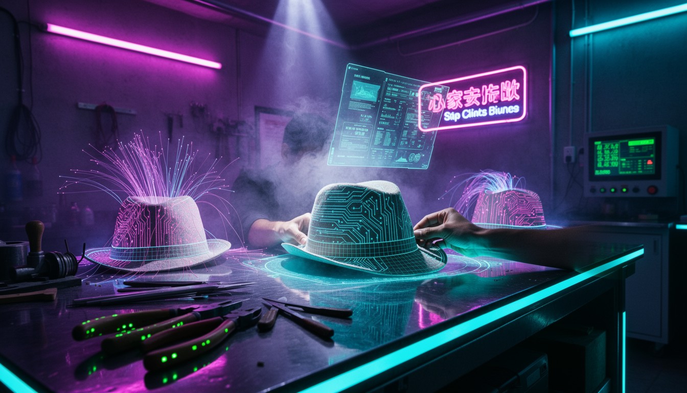 Free Cyberpunk Hatmaking Studio Image - Cyberpunk, Hatmaking, Neon ...