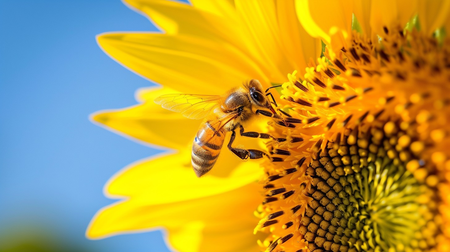 Free Bee on Sunflower Image - Bee, Sunflower, Nature | Download at ...
