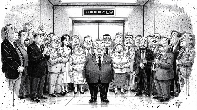 Free Awkward Elevator Moment Image - Illustration, Elevator, Cartoon ...