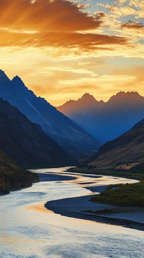 Free Sunset River View Image - Sunset, River, Mountains | Download at ...