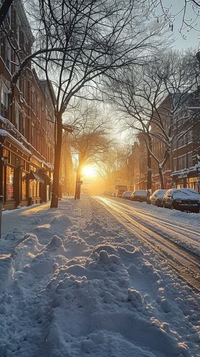 Free Snowy Sunset Street Image - Winter, Snow, Sunset | Download at ...