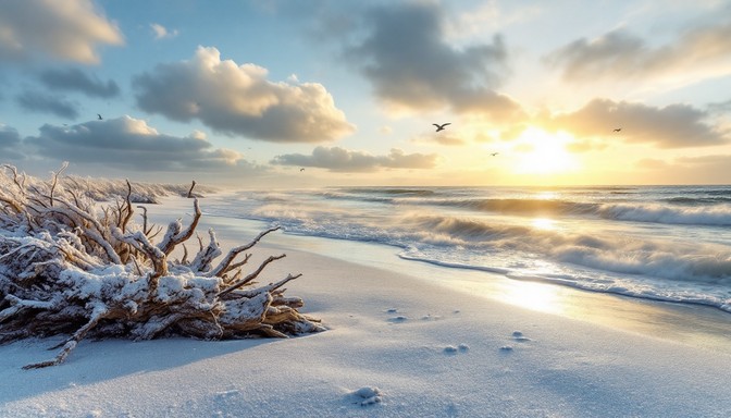 Free Frosty Beach Dawn Image | Download at StockCake