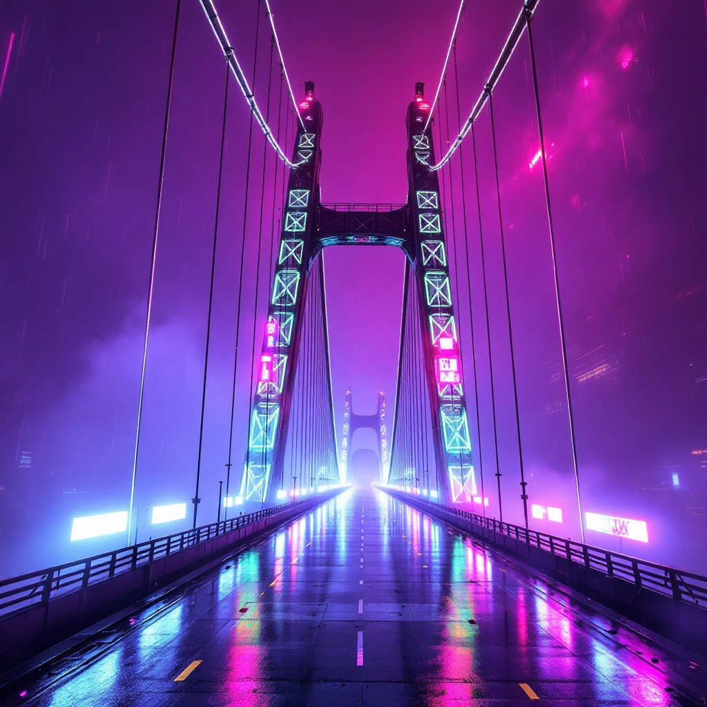 Free Neon Bridge Night Image - Bridge, Cyberpunk, Neon | Download at ...