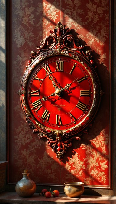 Free Ornate Red Clock Image - Clock, Timepiece, Red | Download at StockCake