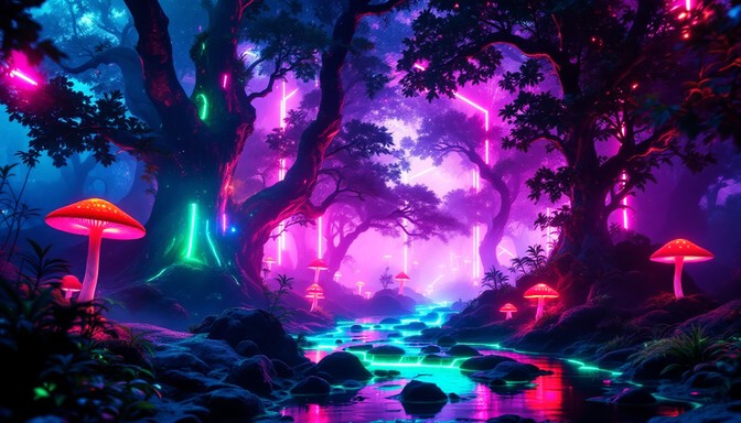 Free Neon Forest Dreams Photo - Forest, Neon, Cyberpunk | Download at ...