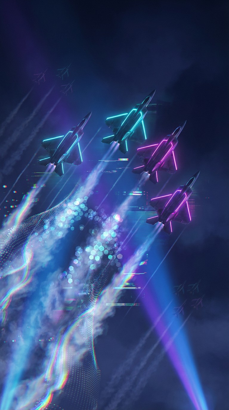 Free Neon Sky Squadron Image - Cyberpunk, Jets, Neon | Download at ...