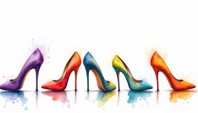 Free Vibrant Shoe Spectrum Image - Stilettos, Rainbow, Watercolor ...