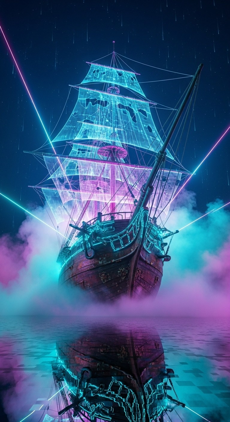 Free Neon Ghost Ship Photo - Ship, Neon, Cyberpunk | Download at StockCake