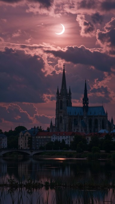 Free Cathedral Moonlit Reflection Image - Cathedral, Gothic, Spires ...