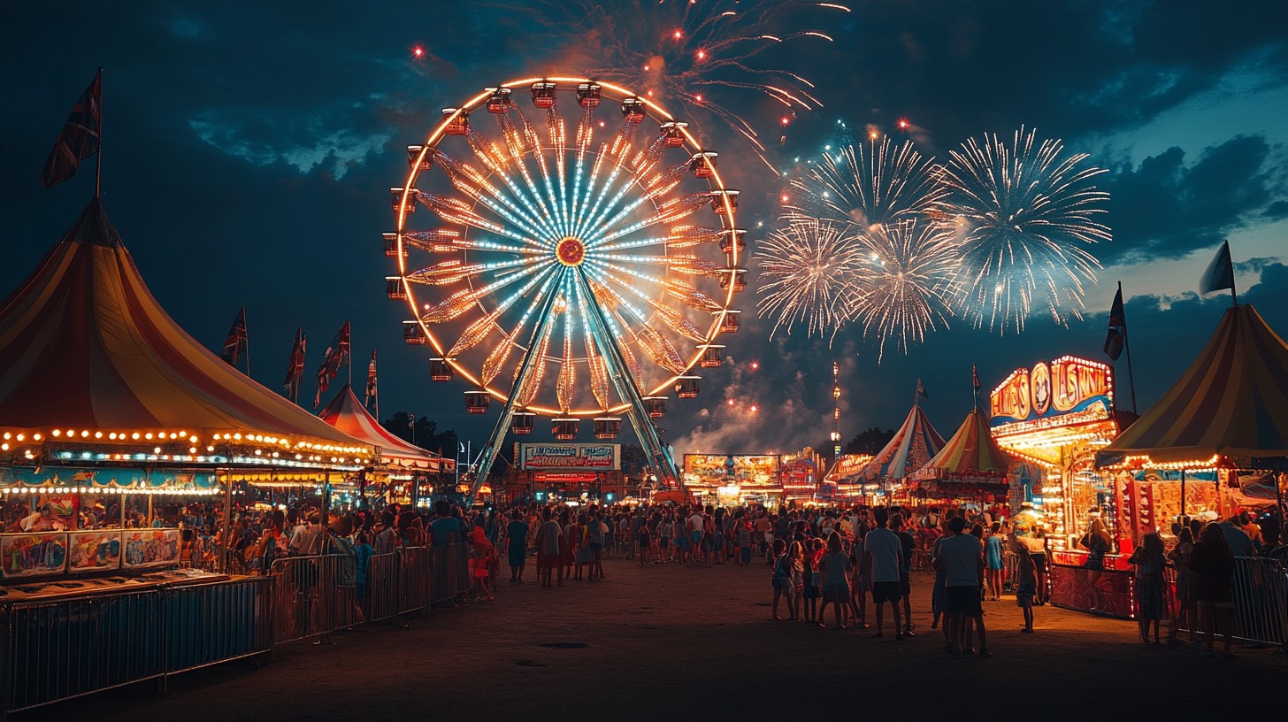 Free Vibrant Fairground Evening Photo - Fairground, Fireworks, Evening ...