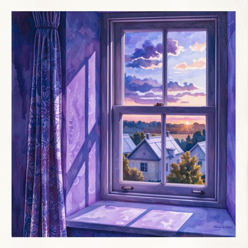 Free Purple Twilight Window Image - Watercolor, Window, Purple ...