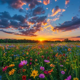Free Sunset Flower Field Image - Sunset, Wildflowers, Sky | Download at ...
