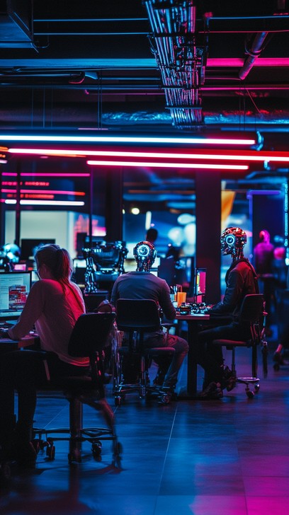 Free Vibrant Tech Hub Image - Technology, Office, Neon | Download at ...