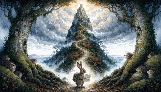 Mountains And Rabbit Free Rabbit's Mountain Journey Image - Rabbit, Bunny, Mountain ...