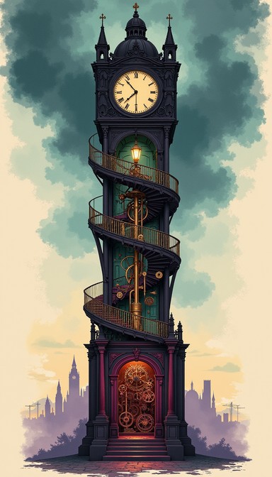Free Clockwork Spiral Tower Image - Clockwork, Victorian, Tower ...