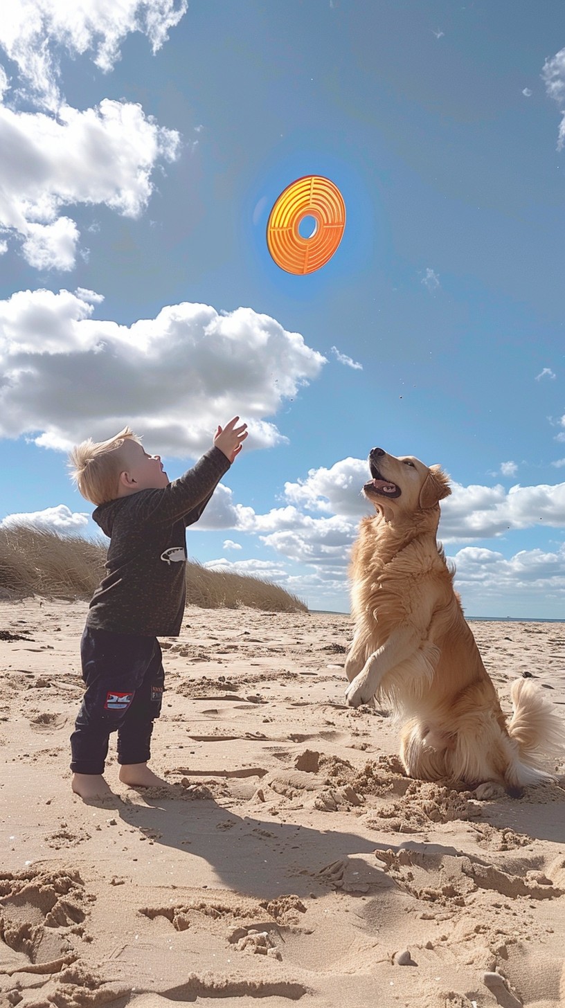 Free Joyful Beach Play Image - Beach, Child, Dog | Download at StockCake