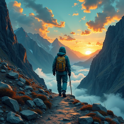 Perilous Path Free Perilous Summit Path Image - Hiker, Mountains, Sunset | Download ...