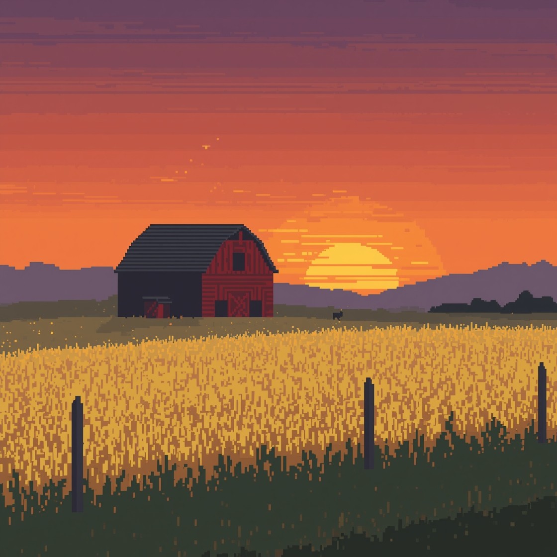 Free Sunset Farm Serenity Image - Farm, Sunset, Pixel | Download at ...