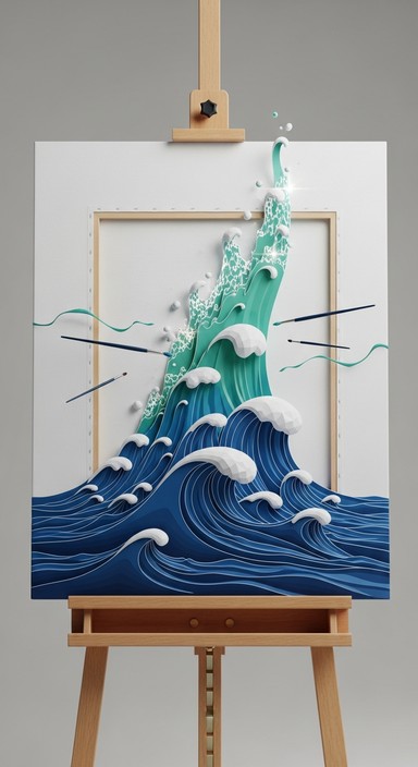 Free Low-Poly Wave Art Image - Ocean, Waves, 3d | Download at StockCake