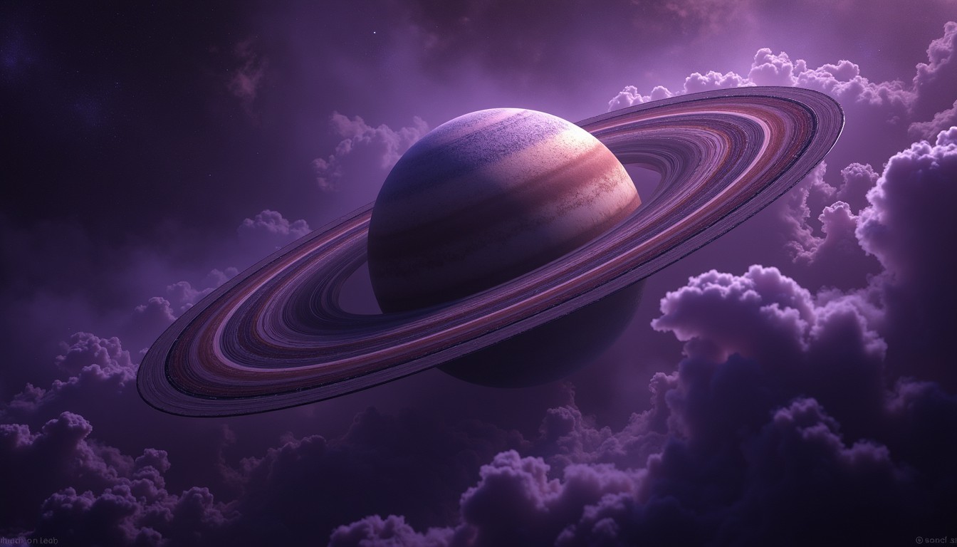 Download Purple Ringed Giant Image - Saturn, Planet, Rings | StockCake