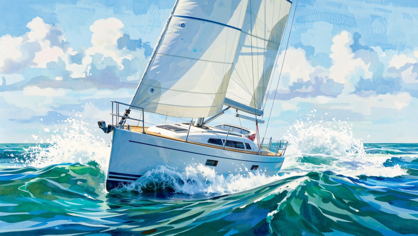 Sailboat Racing Reference Drawing Free Racing Through Waves Image - Sailboat, Racing, Watercolor ...