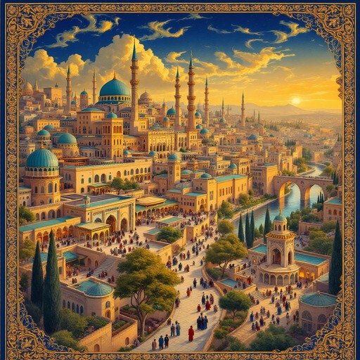 Free Golden Persian Cityscape Image - Persian, Miniature, Painting ...