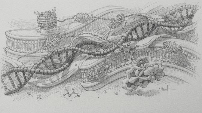 Free Vintage DNA Illustration Image - Dna, Molecules, Parchment ...